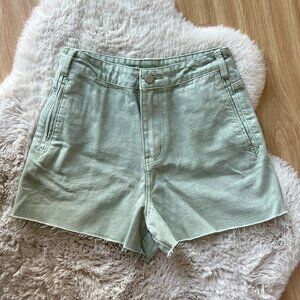 Sage washed denim shorts